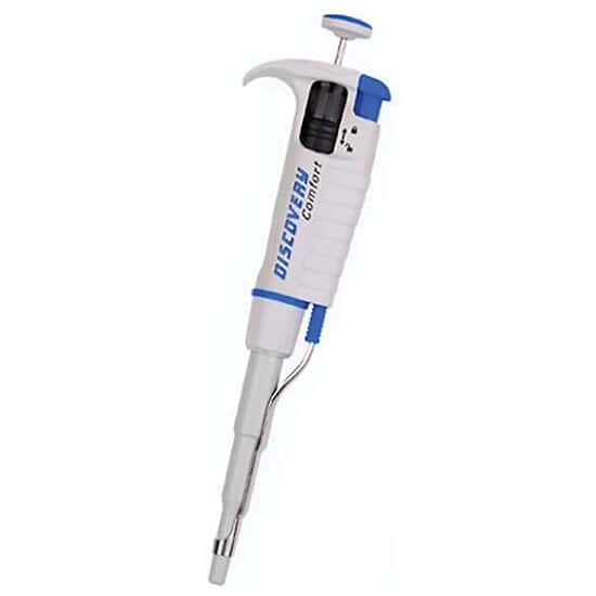 HTL 4046 Discovery Comfort DV1000 Single Channel Pipettor with Gray Shaft, Blue; 100 to 1000 µL