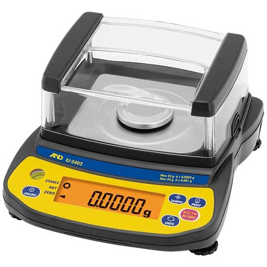 A&D Weighing EJ-54D2 Newton Portable Balance with Breeze Break, 22/52g x 0.2/1mg; 120V