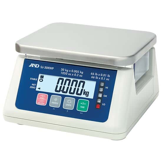 A&D Weighing SJ-3000WPF Compact Washdown Scale, 6Lb x 0.0002Lb