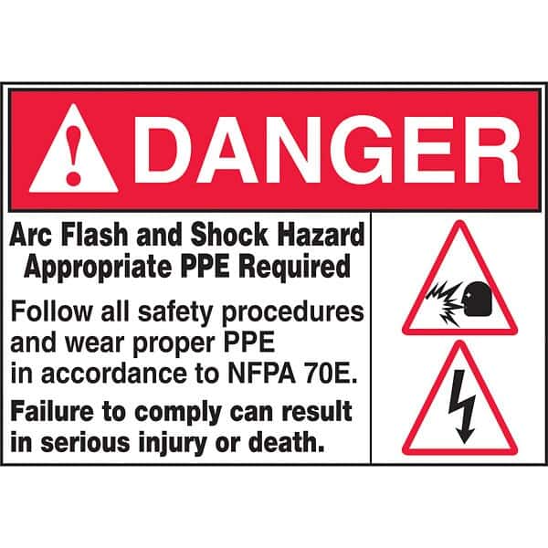 Accuform LELC313 Arc Flash and Shock Hazard Appropriate PPE Required label