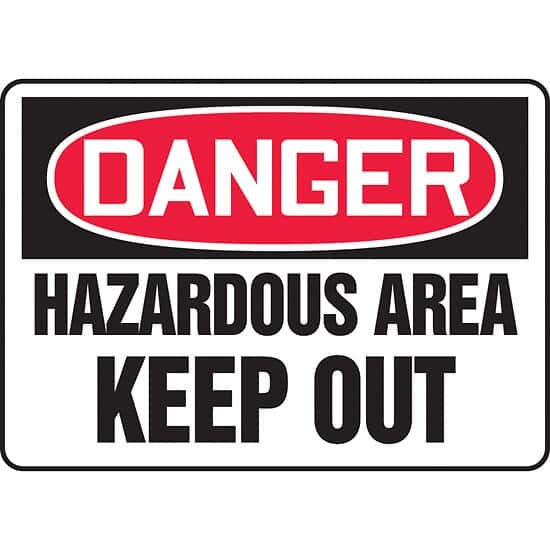 Accuform MADM044VP Safety Sign, Danger - Hazardous Area Keep Out, 10