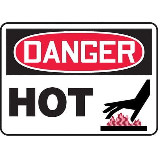 Accuform MCHL127VA Safety Sign, Danger - Hot (with icon), 7