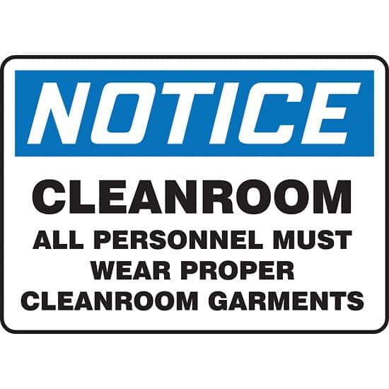 Accuform MCLR802VP Safety Sign, Notice - Cleanroom, 10