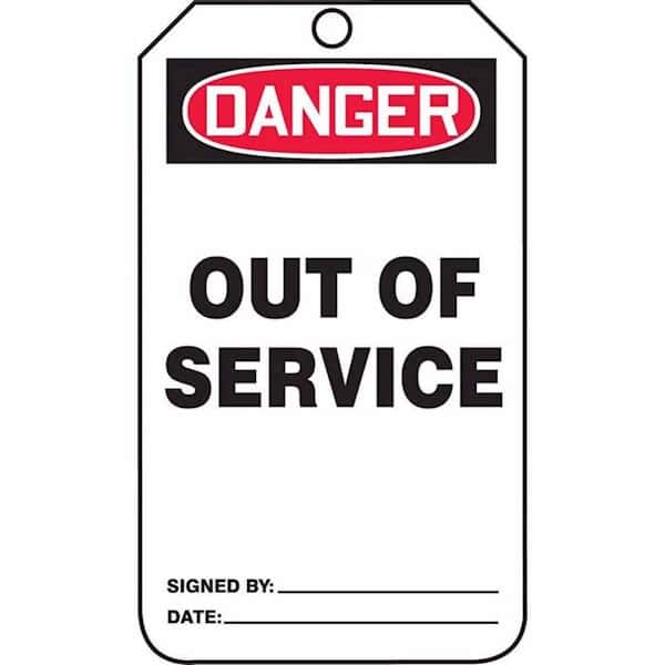 Accuform MDT246CTP Tag, Danger Out Of Service, Back B, 5 7/8