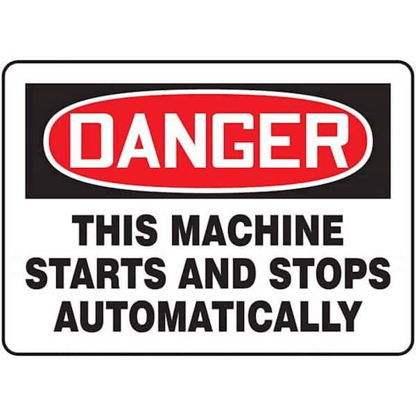 Accuform MEQM150VP Safety Sign, Danger - This Equipment Starts/Stops Automatically, 7