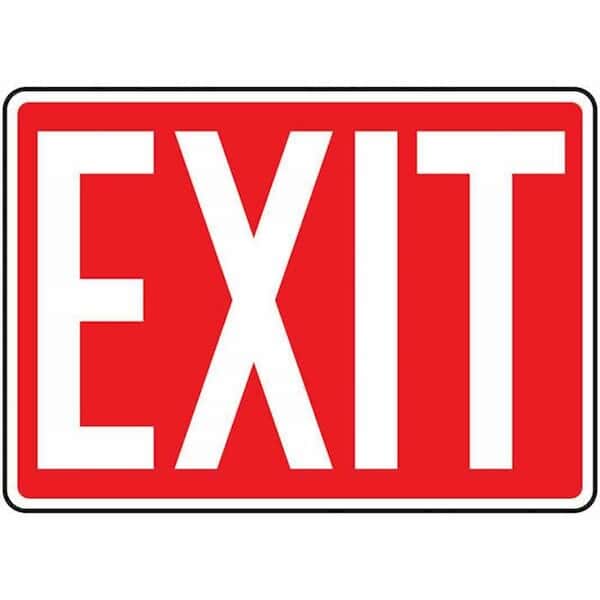 Accuform MEXT562VS Safety Sign, Exit (white/red), 7 X 10, Adhesive Vinyl