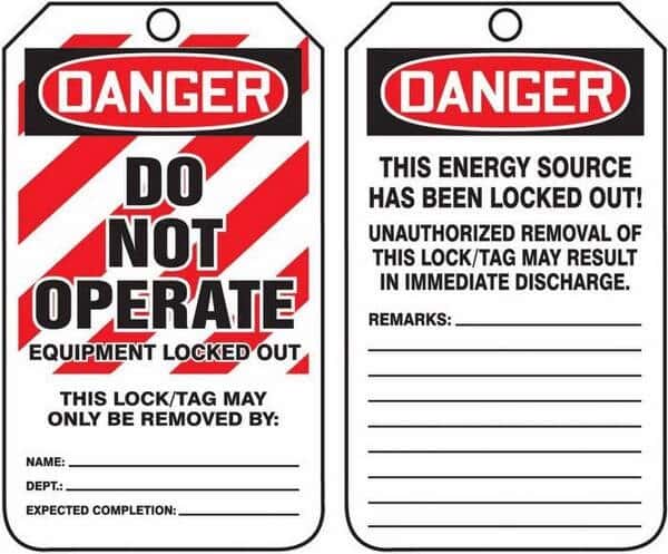 Accuform MLT405CTP Lockout/Tagout Tag, Danger-Do Not Operate, 5.8x3.1