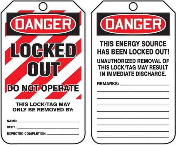 Accuform MLT407CTP Tag, Danger Locked Out Do Not Operate, 5 7/8