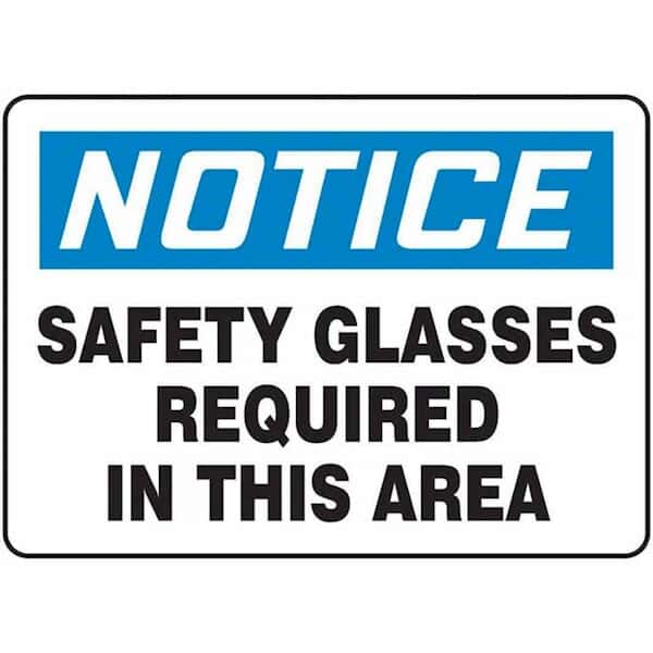 Accuform MPPE854VP Safety Sign, Notice - Safety Glasses Required In This Area, 7