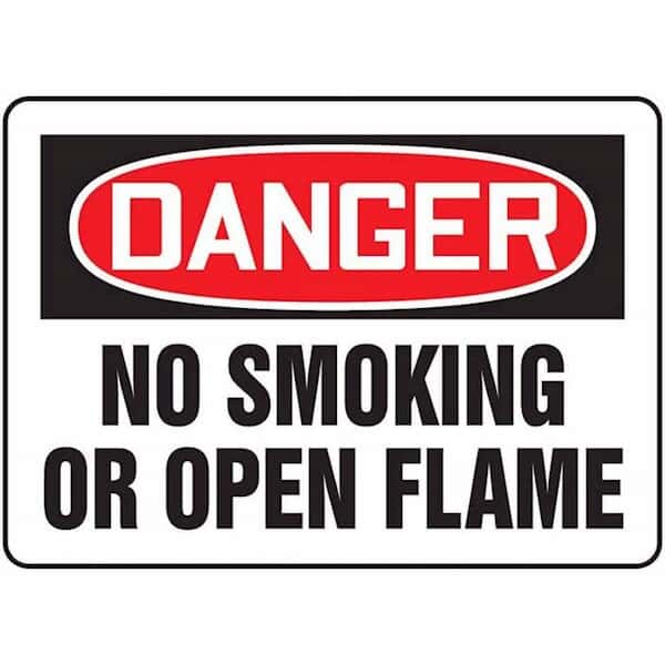 Accuform MSMK050VA Safety Sign, Danger - No Smoking Or Open Flame, 10