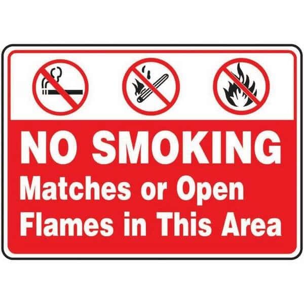 Accuform MSMK434VS Sign, No Smoking Matches Or Open Flames In This Area, 7x10