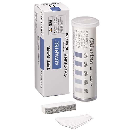 Advantec 08010010 Residual Chlorine Test Strips, 10 to 50 ppm; 300 Strips/Pk