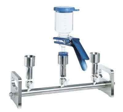 Advantec 353130 Vacuum Filtration Manifold; Stainless Steel, 3-Branch with 3-Way Valves