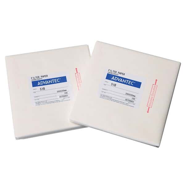Advantec N051A200X200MM Paper, blotting and chromatography; Grade 51A, 200 x 200 mm; pack of 100 sheets