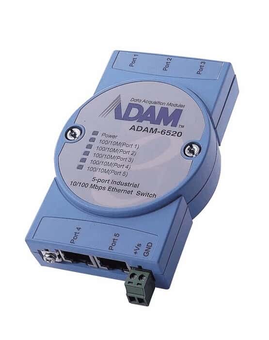 Advantech ADAM-6520-B 5 Port Industrial 10/100Mbps Ethernet Switch from ...