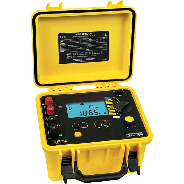 AEMC 6240 10-Amp Micro-Ohmmeter, 1µ Ohms to 400 Ohms