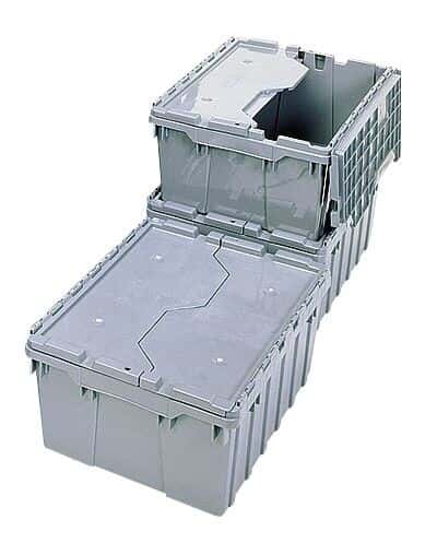 Akro-Mils 39-120 GRAY Attached-Lid HDPE Container, 12 gal; 21-1/2