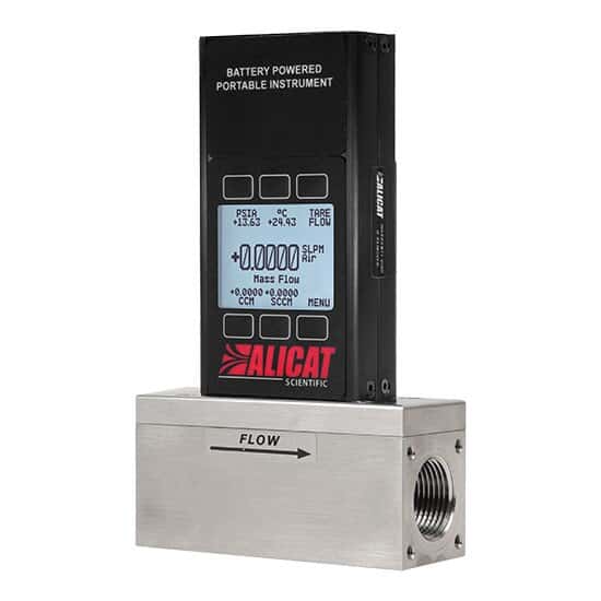 Alicat Mass Flowmeter with Display, 0 - 100 SLPM, Battery Operated