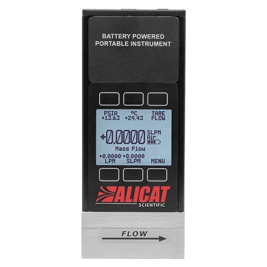 Alicat Mass Flowmeter with Display, 0 - 20 SCCM, Battery Operated