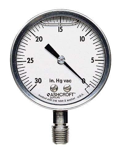 Ashcroft 1009 Glycerin-Filled SS Pressure Gauge, 2.5