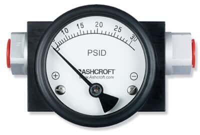 Ashcroft 11302.5 Glycerine Filled Differential Gauge, 0 to 30 psid