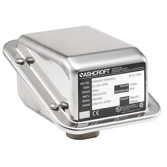 Ashcroft Pressure Switch, 15 PSI, 1/4" NPT(F); Single Set Point from