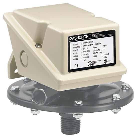 Ashcroft Pressure Switch, 100" WC Diff, 1/4" NPT(F); Two Set Points