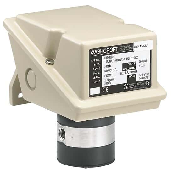 Ashcroft Pressure Switch, 30" WC Diff, 1/4" NPT(F); Two Set Points
