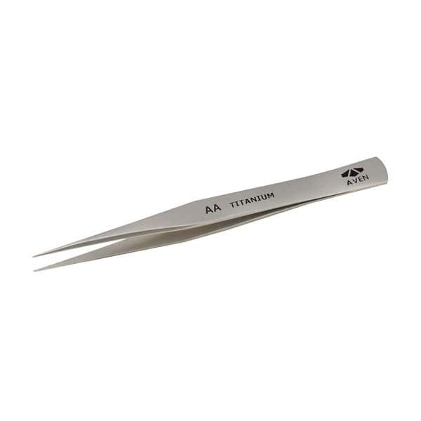 Aven Tools Titanium Precision Smooth Pointed Tip AA Tweezers, 4.75