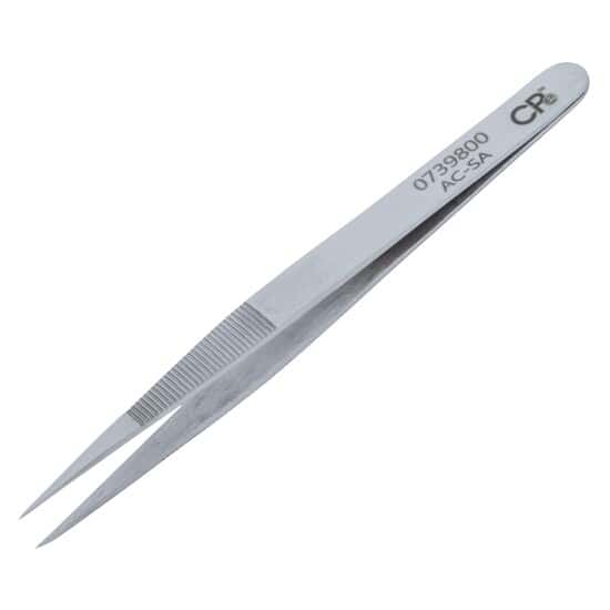 Aven Tools Precision Stainless Steel Tweezers, Serrated Grip, Straight Tip, AC-SA, 120mm