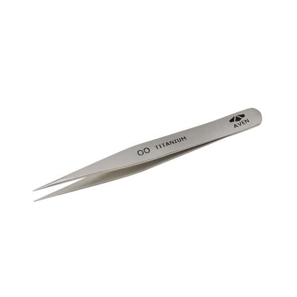 Aven Tools Titanium Precision Smooth Pointed Tip OO Tweezers, 4.75