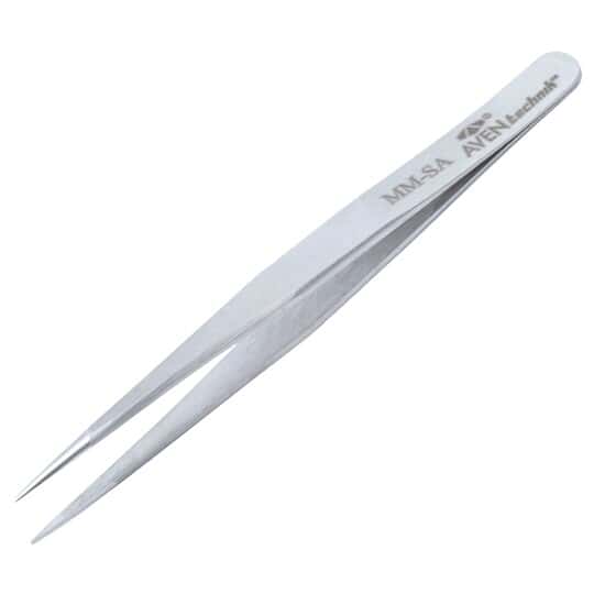 Aven Tools Tweezers, Stainless Steel, Straight, Thick, Flat, Strong Tips, 4-3/4