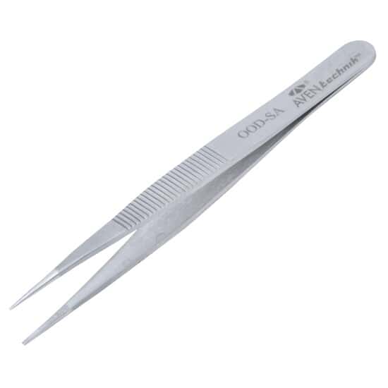 Aven Tools Tweezers, Stainless Steel, Serrated Straight Tips, 4.75