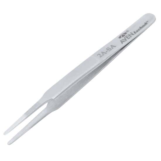 Aven Tools Tweezers, Stainless Steel, Tapered, Flat, Tips, 4-3/4
