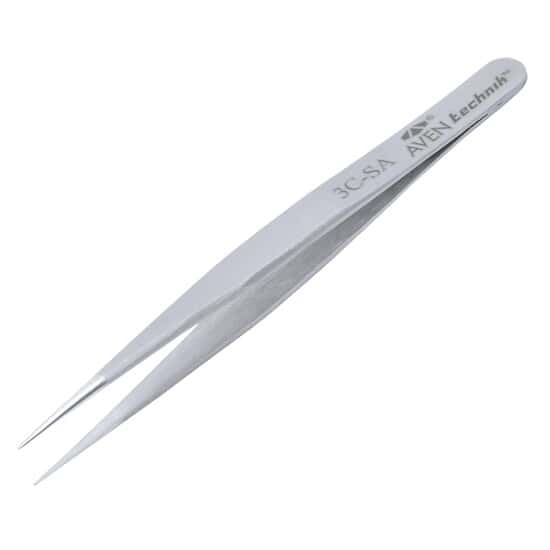 Aven Tools Tweezers, Stainless Steel, Straight, Ultra Fine Sharp Tips, 4-1/4