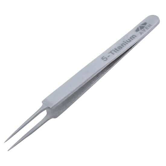 Aven Tools Titanium Precision Smooth Ultra-Fine Tip 5 Tweezers, 4.25