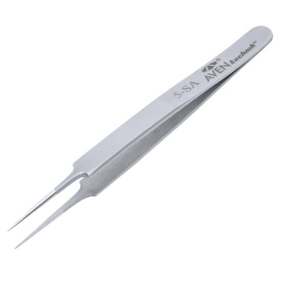 Aven Tools Tweezers, Stainless Steel, Tapered, Ultra Fine Tips, 4-1/4