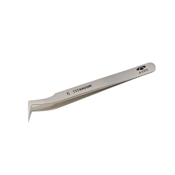 Aven Tools Titanium Precision Smooth Ultra-Fine Bent Tip 6 Tweezers, 4.25