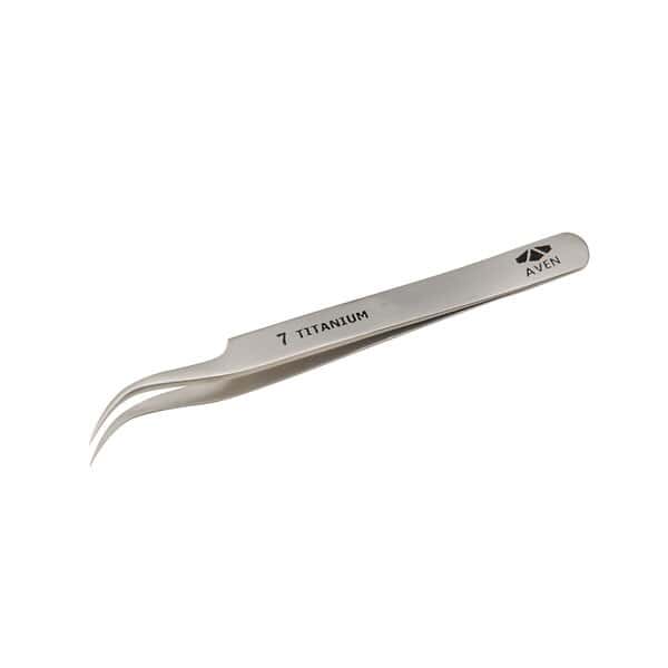 Aven Tools Titanium Precision Smooth Fine Curve Tip 7 Tweezers, 4.25" L