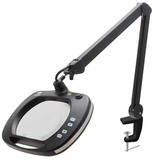 Aven Tools Mighty Vue Pro LED Magnifying Lamp, 5 Diopter, UV and White LEDs, 2.25x