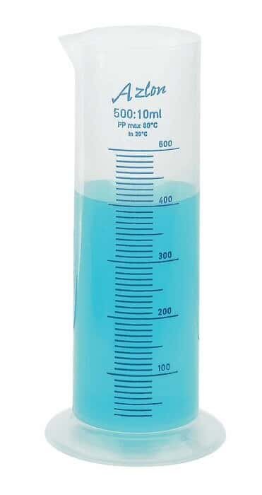 Azlon 537835-0500 Squat-Form PP Graduated Cylinders, 500 mL, 1/Pk