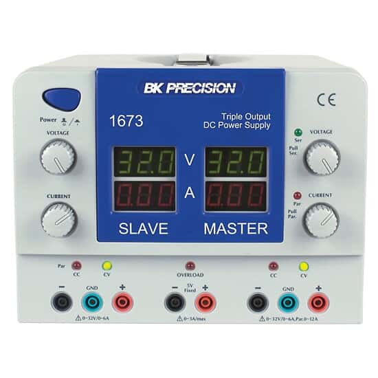 B&K Precision 1673 Triple output DC Power Supply, 32V/3A, 32V/6A, 5V/3A