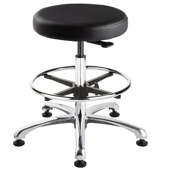 Bevco 3350C1V+ACF-18 BLACK Mid Height Cleanroom Stool, Vinyl, 18.5