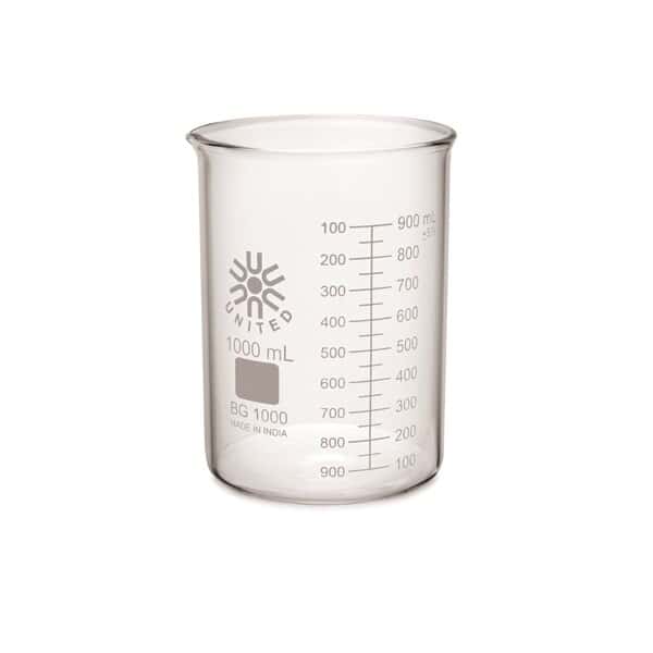 Borosil BG1000-1000 Beaker, glass, low form, 1000 mL, 6/pk