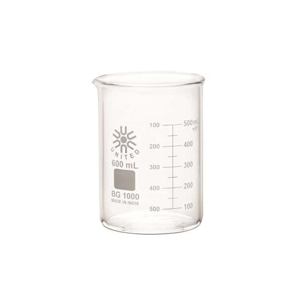 Borosil BG1000-600 Beaker, glass, low form, 600 mL, 6/pk