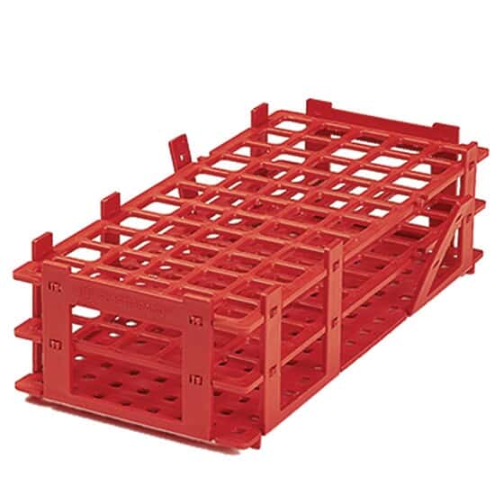 BrandTech 4340012 Test Tube Rack, Polypropylene, Red, 55 Tubes up to 18 mm dia.; 5/PK