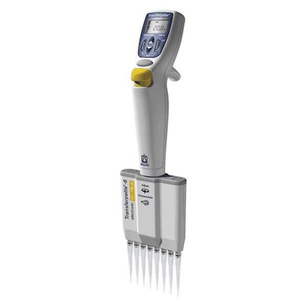 BrandTech Transferpette® Pipettor Electronic 12 Channel, 10-200ul per Channel; 110 V Charger