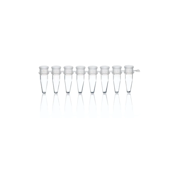 BrandTech BIO-CERT® 8-Strip PCR Tubes without Caps, Polypropylene, 0.2 mL, Clear; 125/Pk