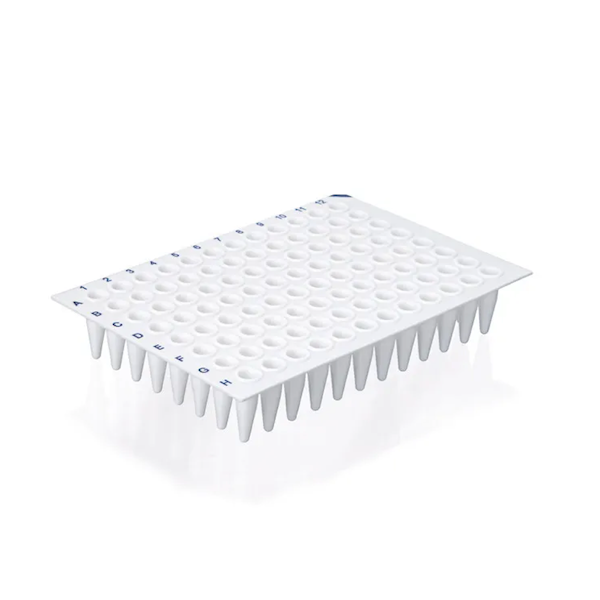 BrandTech BIO-CERT® PCR Plate, 96-Well, White, No Skirt, Low-Profile, Non-Elevated Well Rim, 0.15 mL; 50/Pk