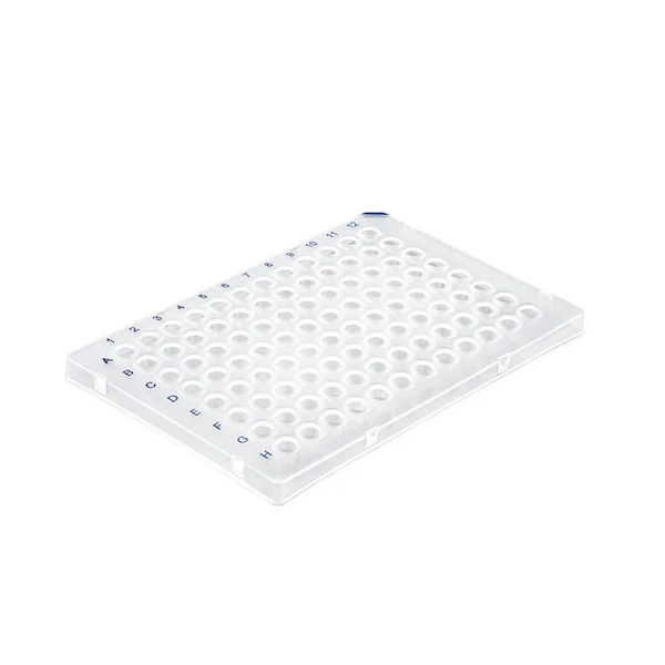 BrandTech BIO-CERT® PCR Plate, 96-Well, Clear, Semi-Skirted, Low-Profile, Non-Elevated Well Rim, 0.15 mL; 50/Pk